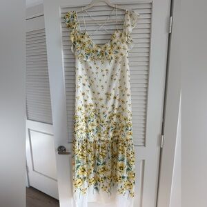 NWOT Zara Yellow Floral Long Sleeve Dress - S